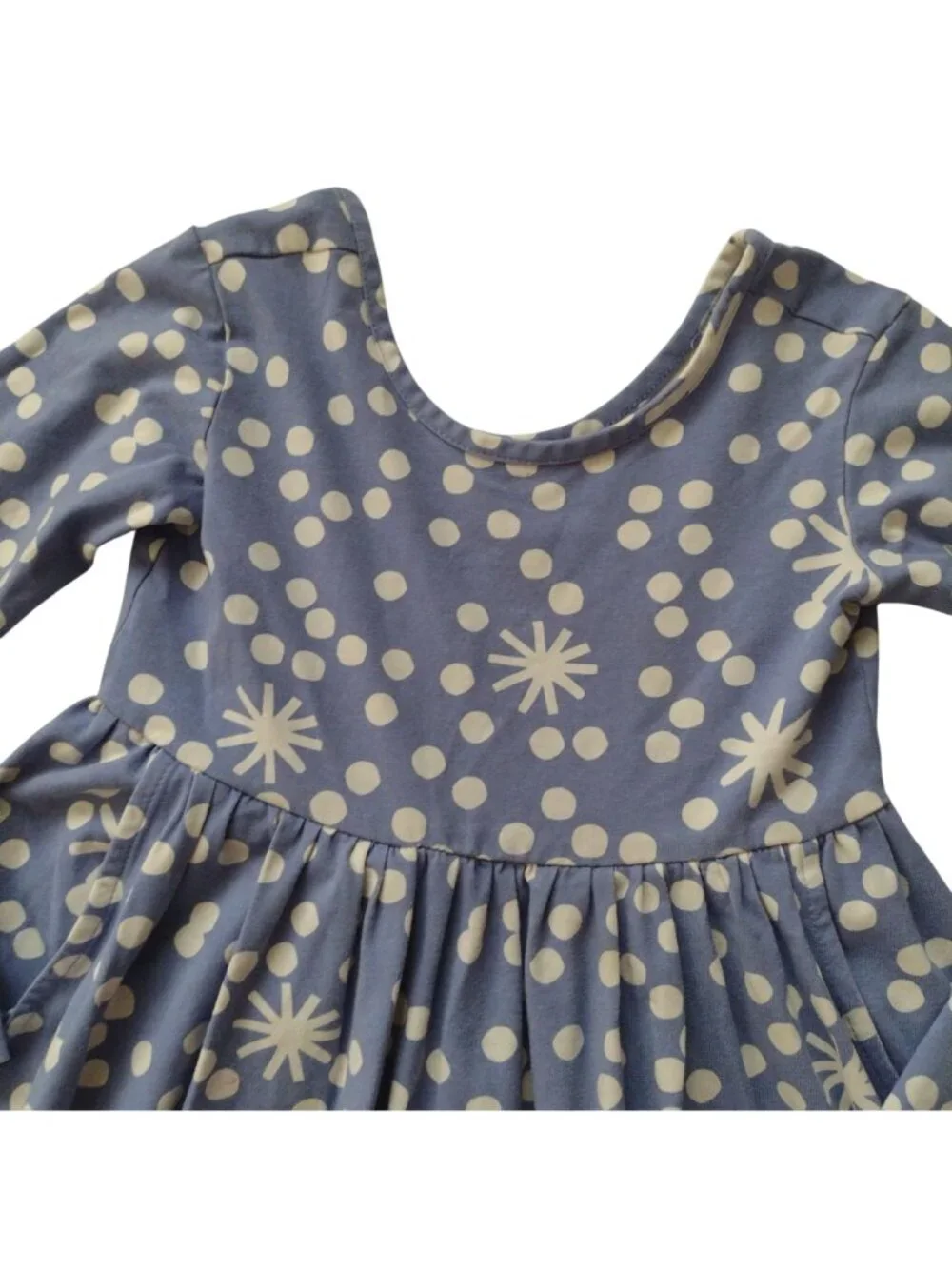 Hanna Andersson Long Sleeve Skater Dress 5 Periwinkle Snowflake Print Fit n Flar